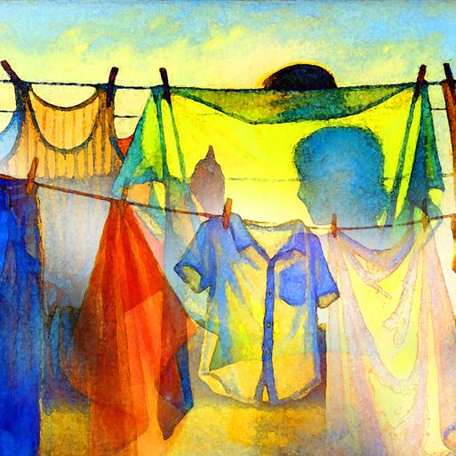 Wäscheleinen statt Tumbler - Ein Hemd im Wind und kein Stromzähler läuft